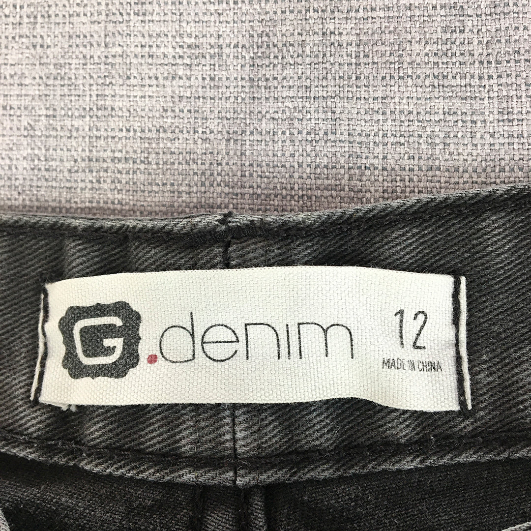 G Denim Womens Shorts Size 12 Black Dark Wash Bermuda Pockets