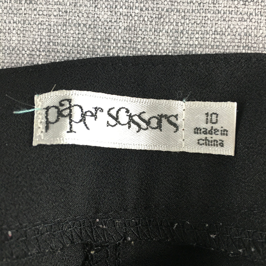 Paper Scissors Womens Dress Pants Size 10 Black Pleated Pockets