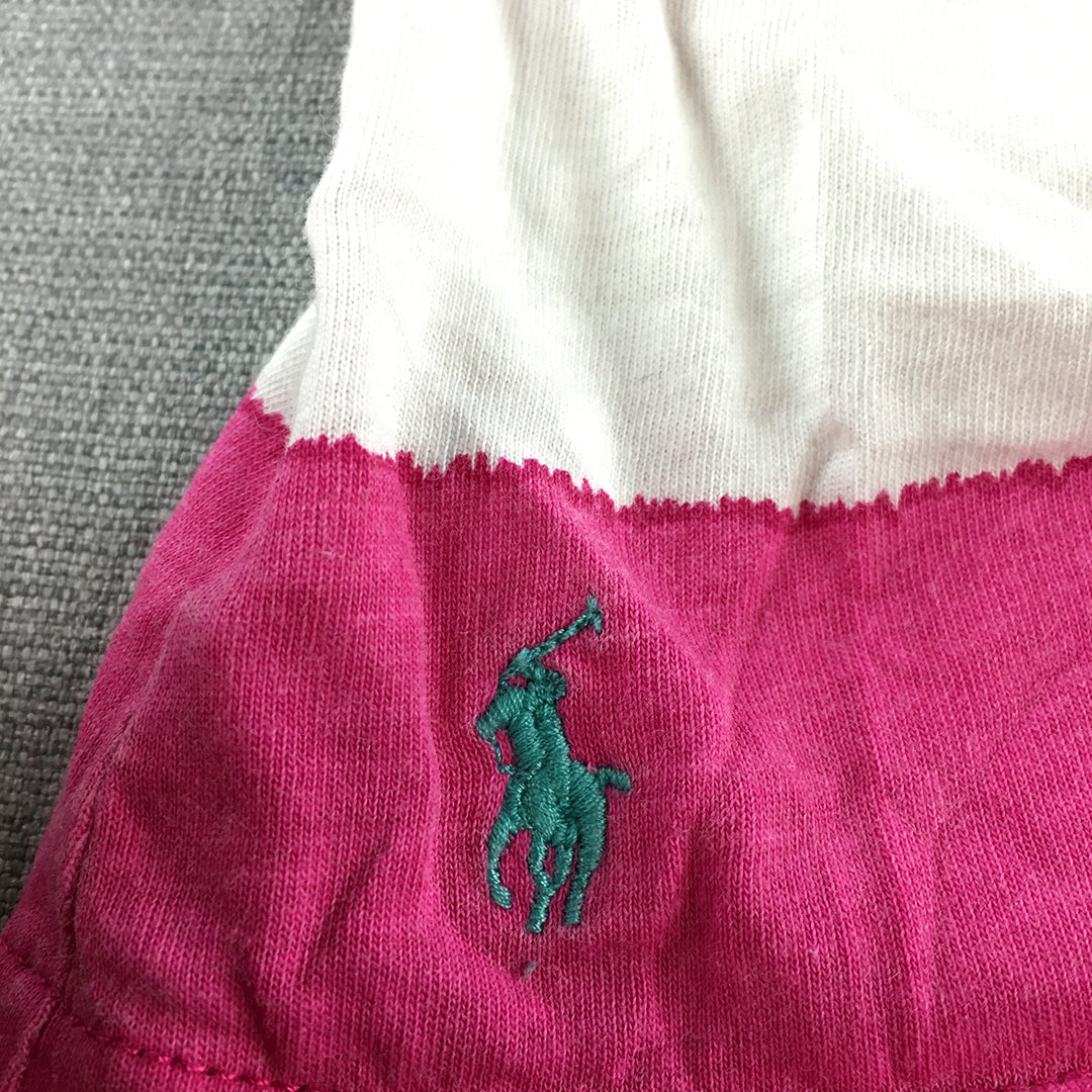 Ralph Lauren Kids Girls Tank Top Size 4 Pink Striped Pony Logo Sleeveless Shirt