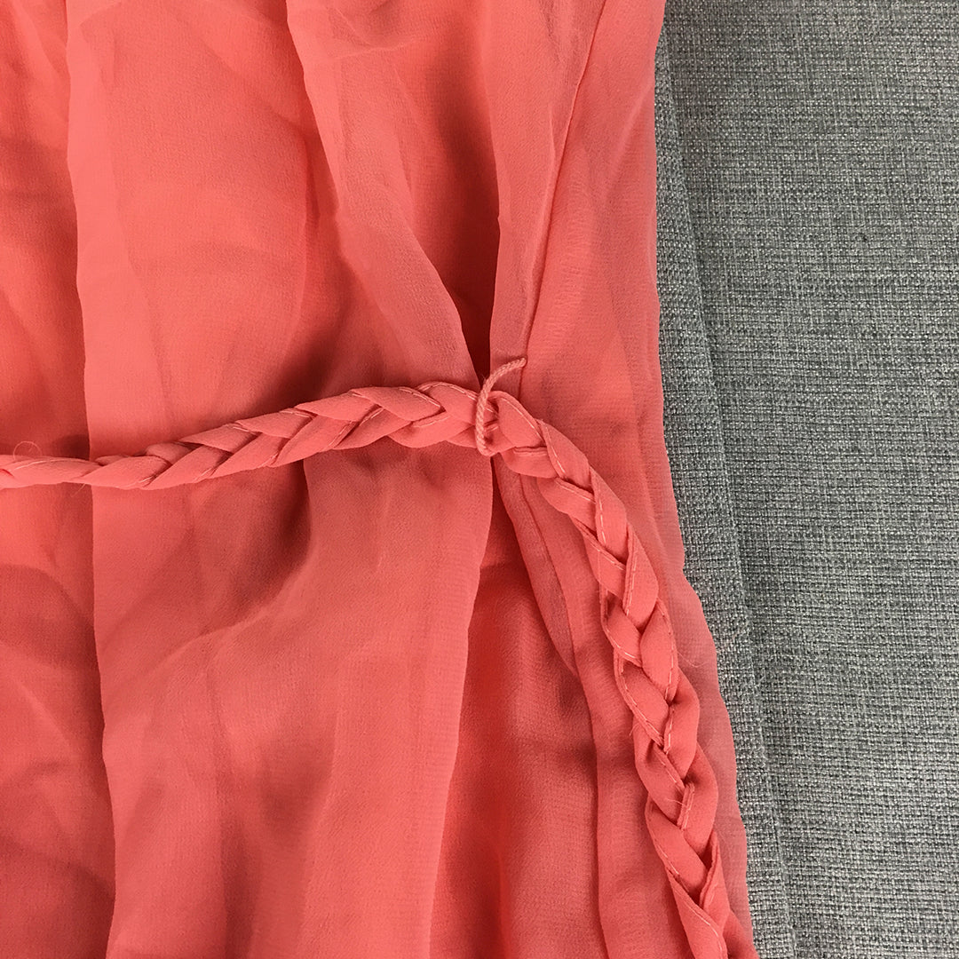 Jealous 21 Womens Evening Gown Size M Coral Pink Mini Pleated Sleeveless