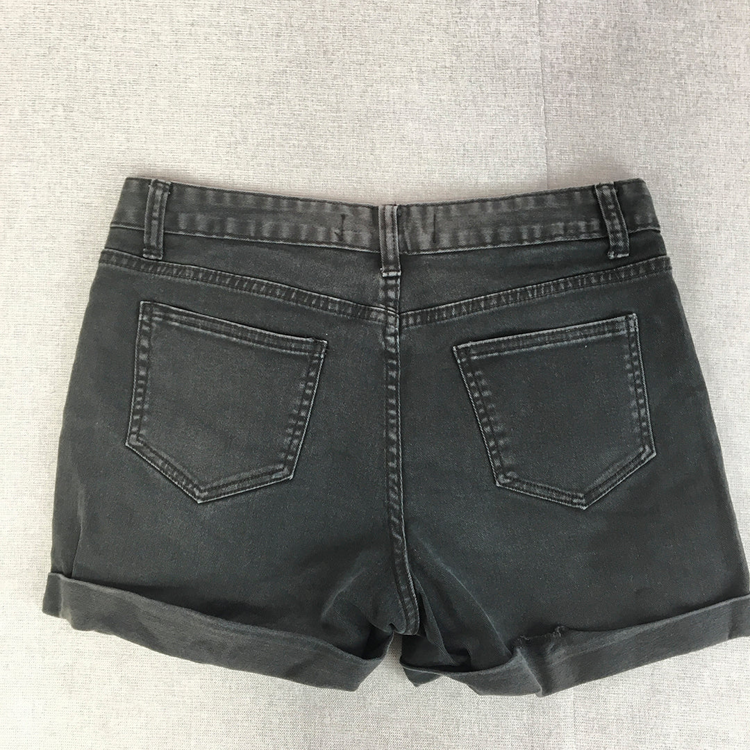 G Denim Womens Shorts Size 12 Black Dark Wash Bermuda Pockets