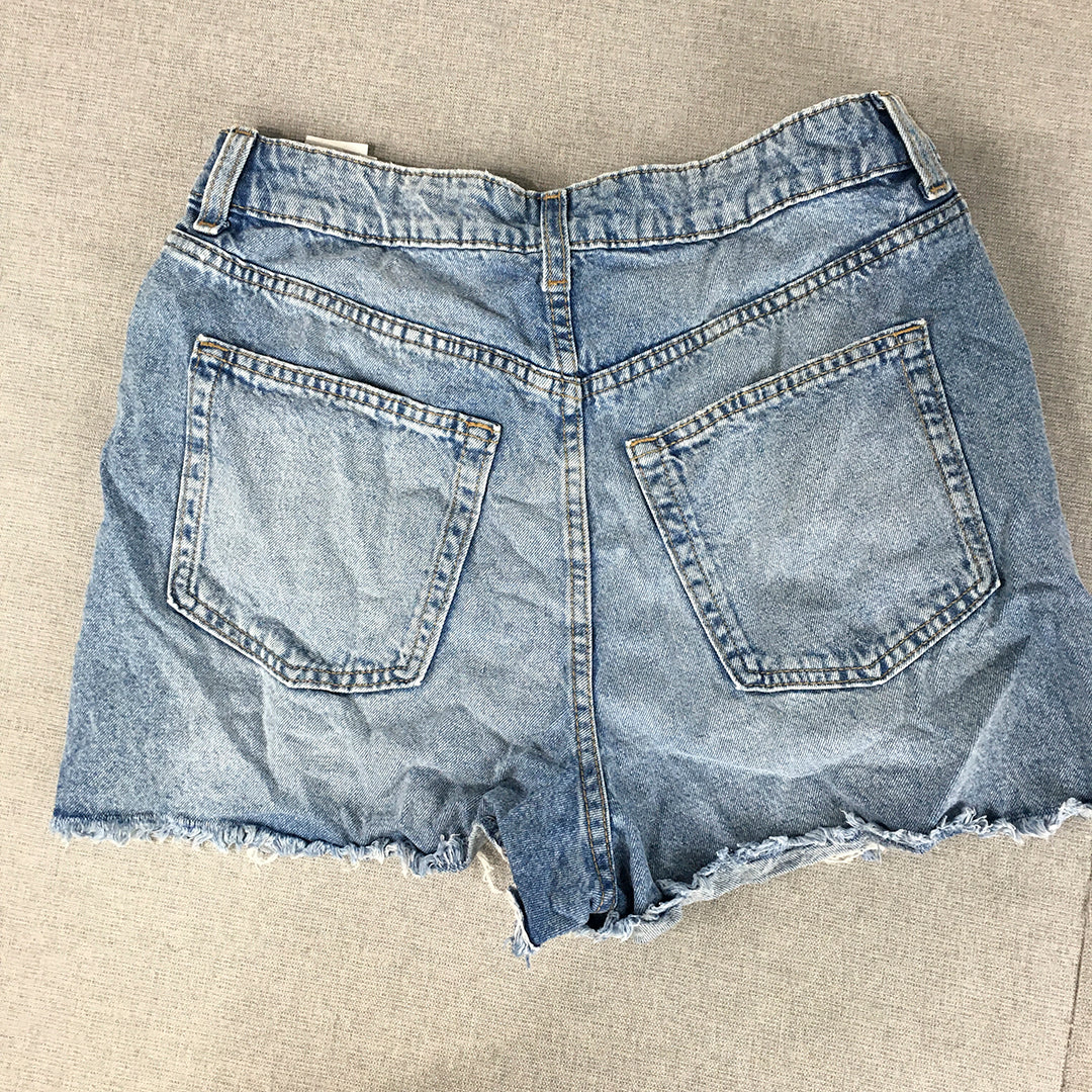 H&M Womens Denim Shorts Size 6 Blue Distressed Pockets Jorts