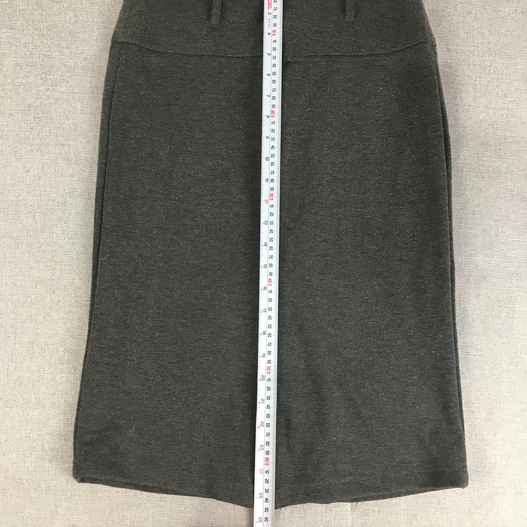 Spicysugar Womens Pencil Skirt Size 8 Grey Knit Midi Straight