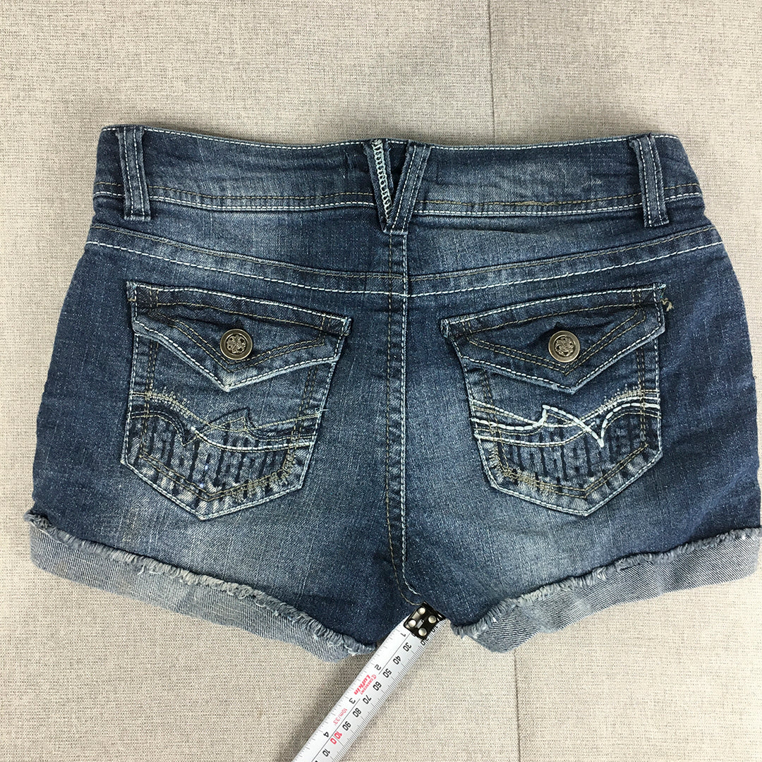 Wall Flower Womens Denim Shorts Size 9 (W29) Blue Clawmark Bermuda