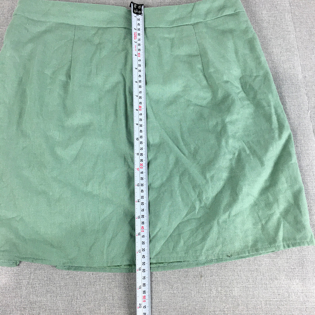 NEW Showpo Womens Linen Mini Skirt Size 14 Green