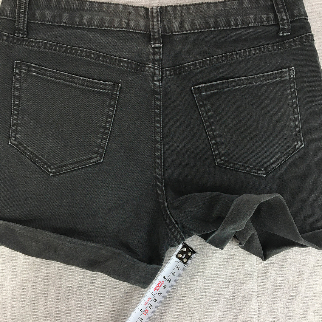 G Denim Womens Shorts Size 12 Black Dark Wash Bermuda Pockets