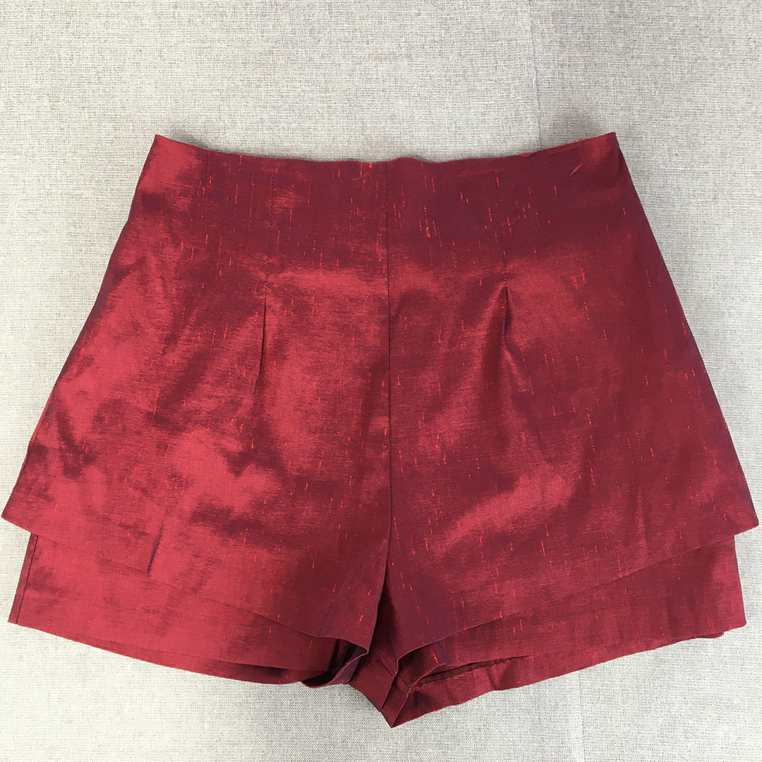 Asos Womens Shorts Size 12 Red Bermuda Back Zip