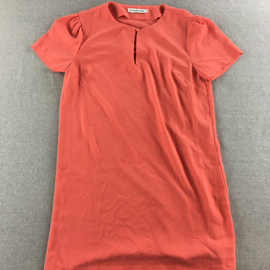 Atmos & Here Womens Mini Dress Size 12 Coral Orange Short Sleeve