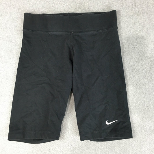 Nike Womens Leggings Size S Black Logo 1/2 Length Shorts Activewear Gym