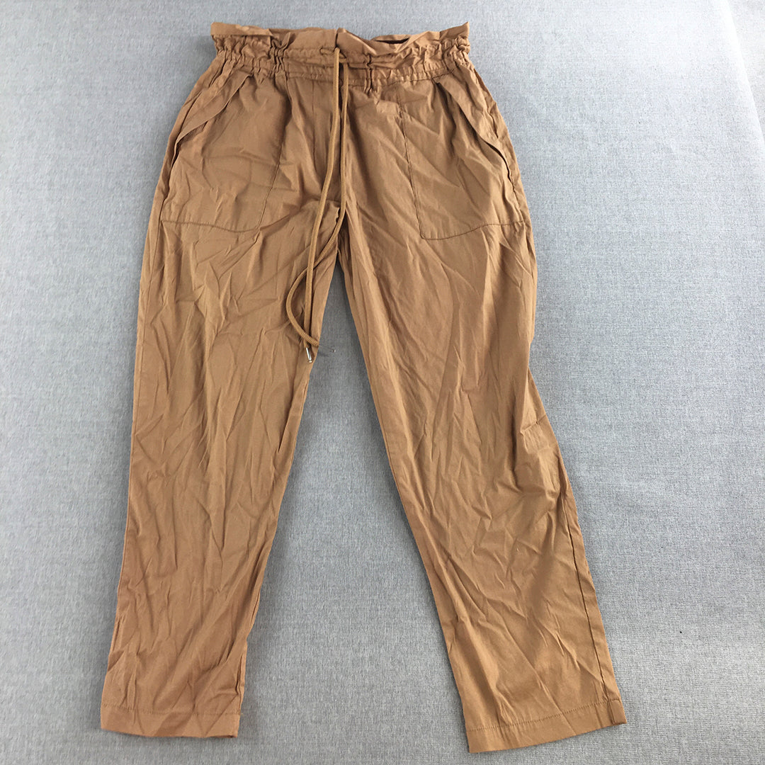 H&M Womens Jogger Pants Size 6 Brown Drawstring Pockets