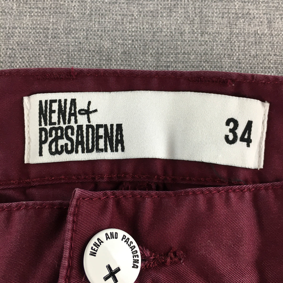 Nena Paesadena Mens Jogger Pants Size 34 Purple Pockets Cuffed