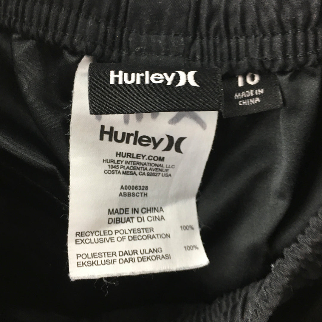 Hurley Kids Boys Shorts Size 10 Black Logo Pockets Drawstring