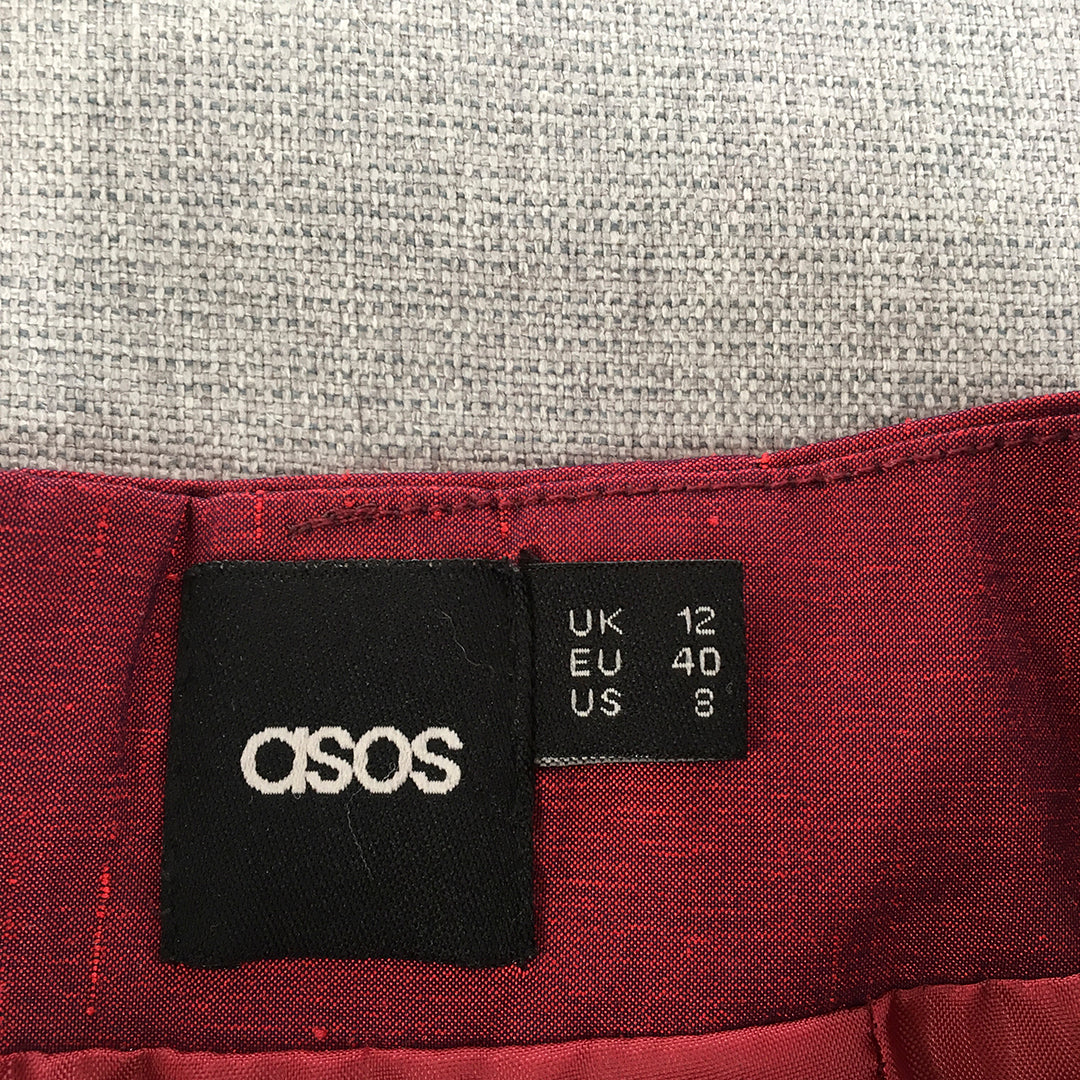 Asos Womens Shorts Size 12 Red Bermuda Back Zip