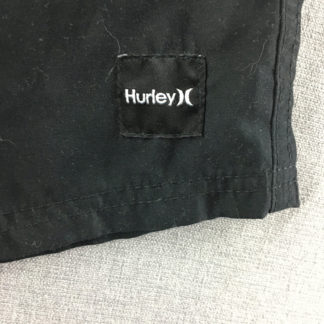 Hurley Kids Boys Shorts Size 10 Black Logo Pockets Drawstring