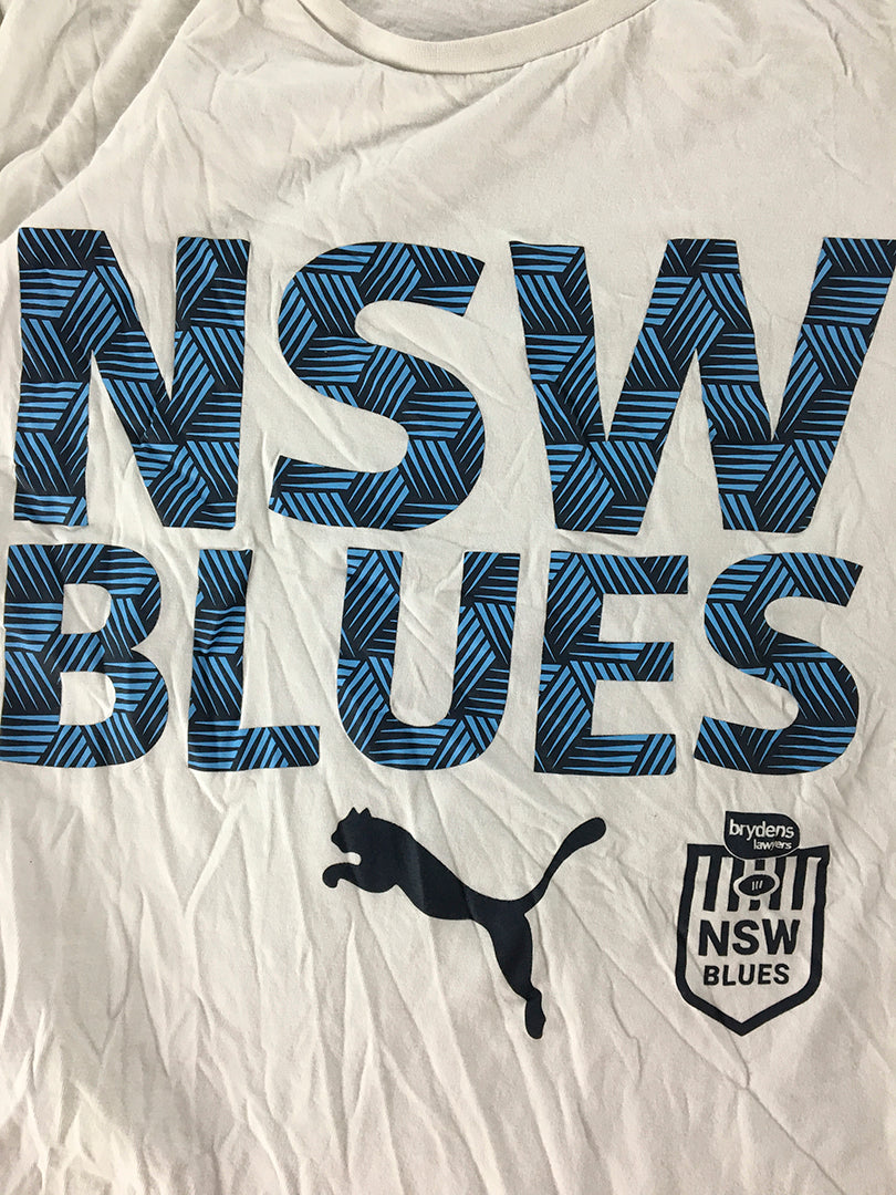 NSW Blues Mens T-Shirt Size 2XL White Puma NRL Rugby League State Of Origin