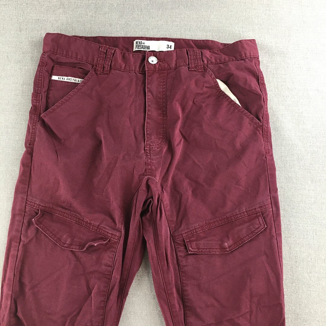 Nena Paesadena Mens Jogger Pants Size 34 Purple Pockets Cuffed