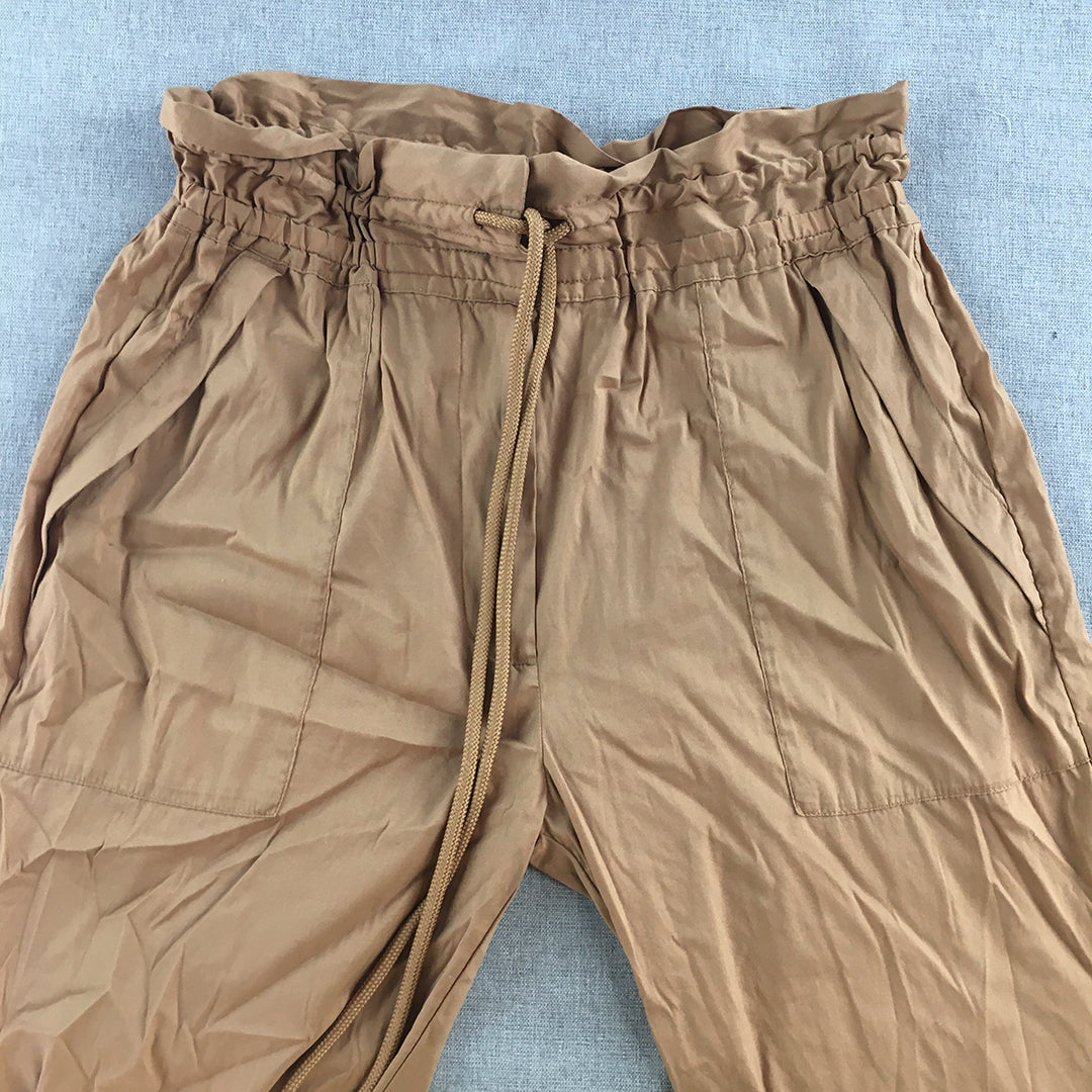 H&M Womens Jogger Pants Size 6 Brown Drawstring Pockets