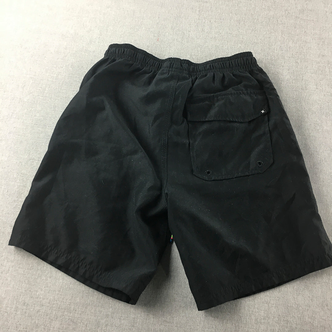 Hurley Kids Boys Shorts Size 10 Black Logo Pockets Drawstring