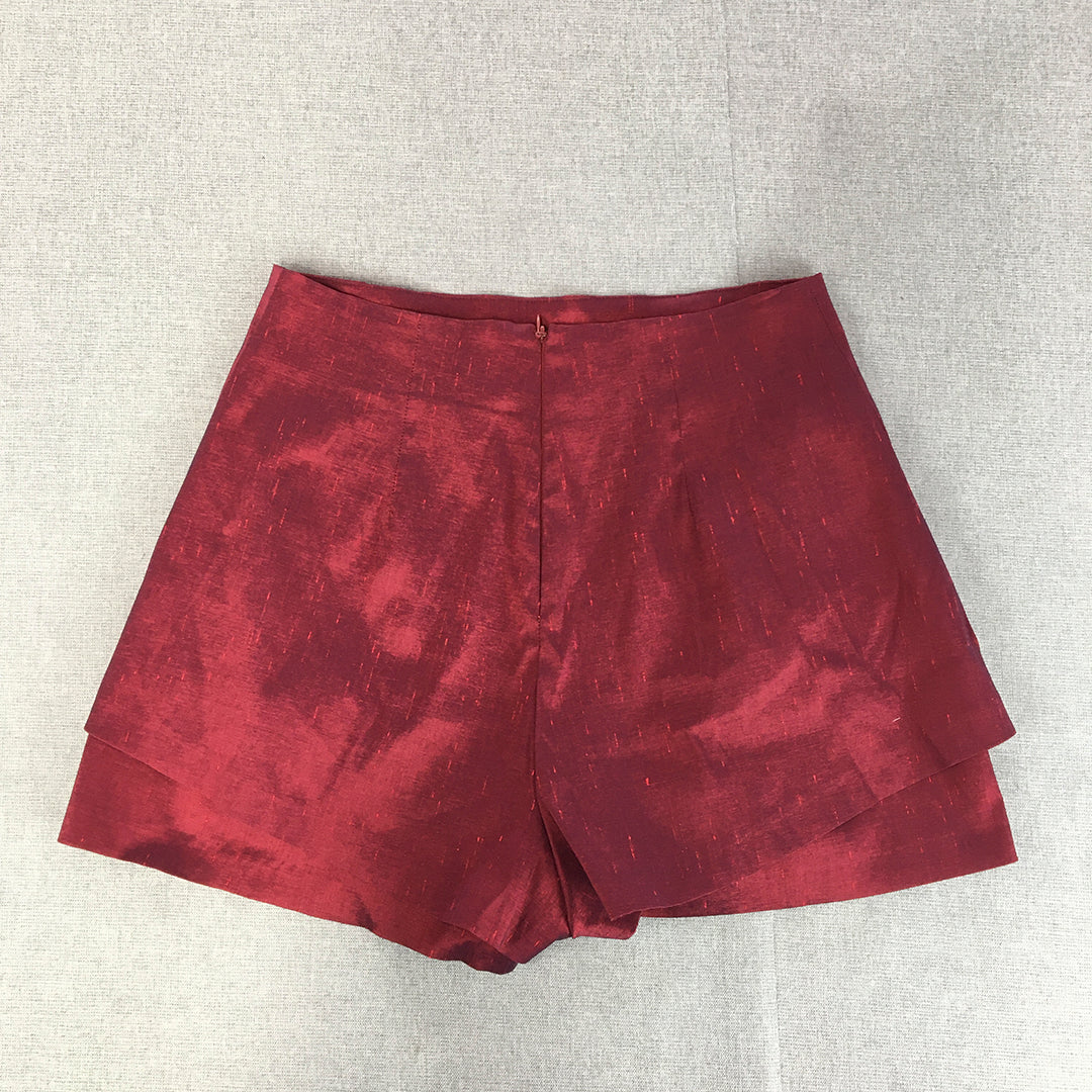 Asos Womens Shorts Size 12 Red Bermuda Back Zip