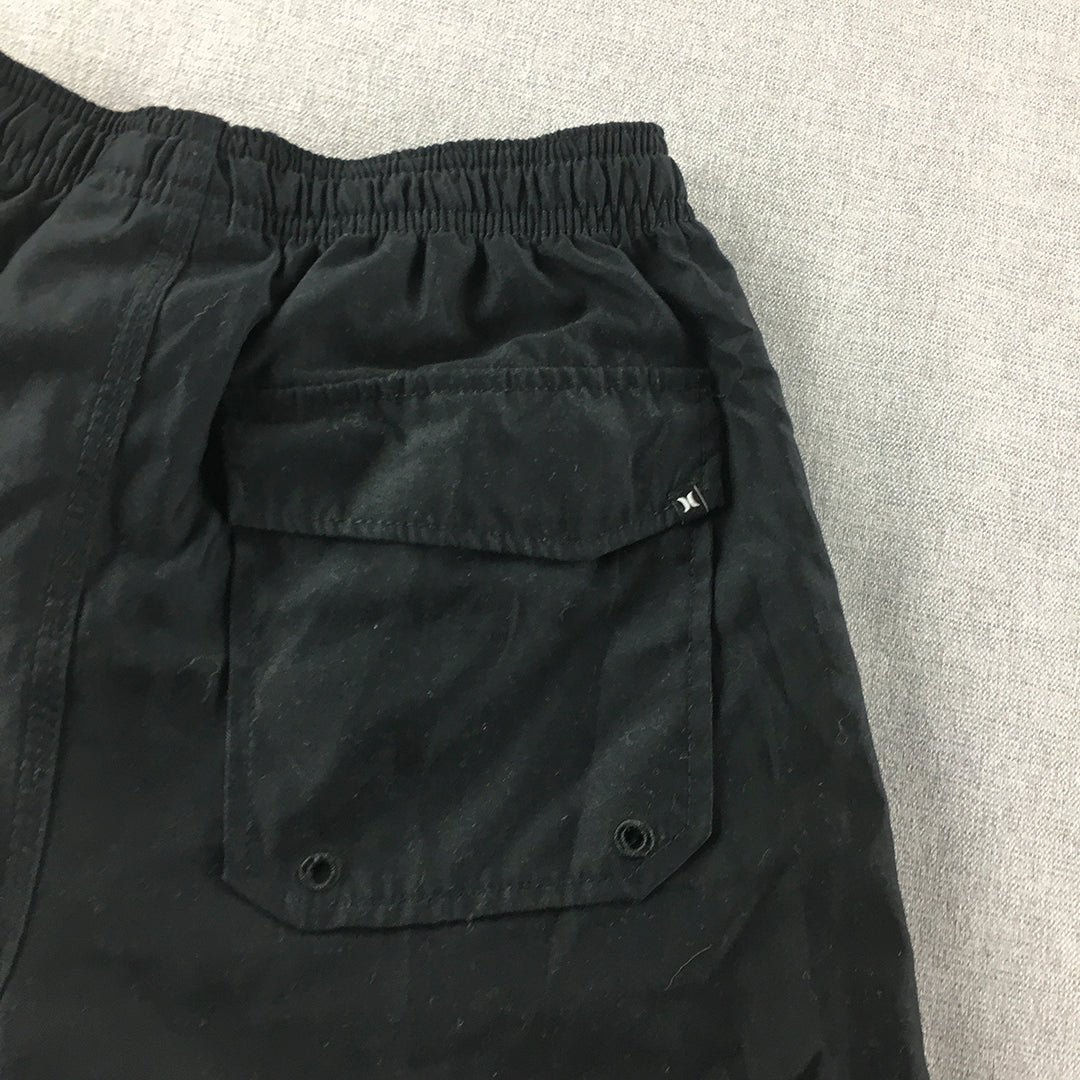 Hurley Kids Boys Shorts Size 10 Black Logo Pockets Drawstring