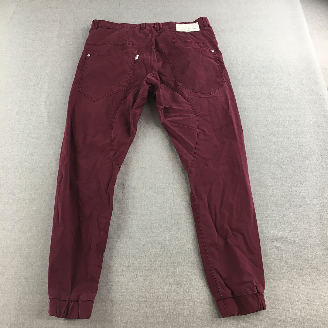 Nena Paesadena Mens Jogger Pants Size 34 Purple Pockets Cuffed