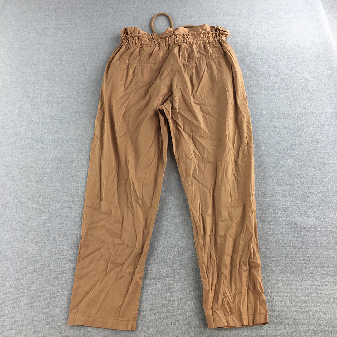 H&M Womens Jogger Pants Size 6 Brown Drawstring Pockets