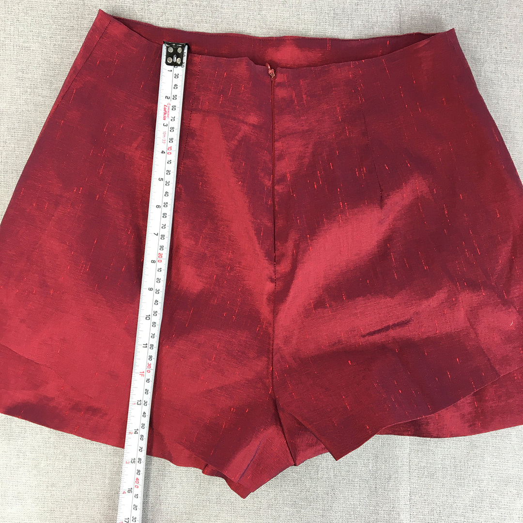 Asos Womens Shorts Size 12 Red Bermuda Back Zip