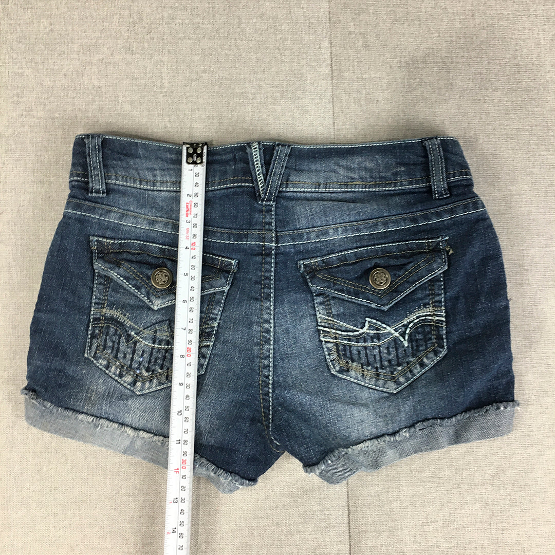 Wall Flower Womens Denim Shorts Size 9 (W29) Blue Clawmark Bermuda