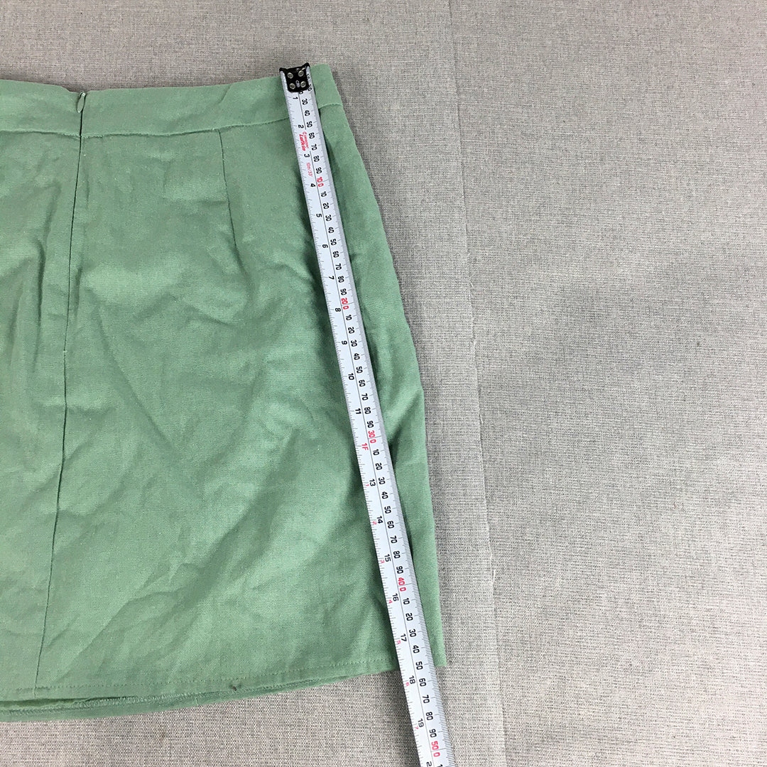 NEW Showpo Womens Linen Mini Skirt Size 14 Green