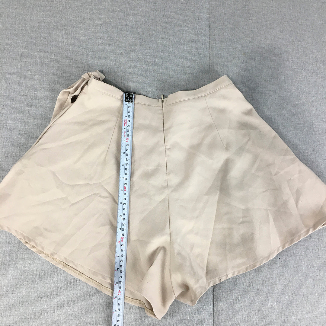 Alive Girl Womens Shorts Size 8 Brown Wrap Skirt Attachment Bermuda