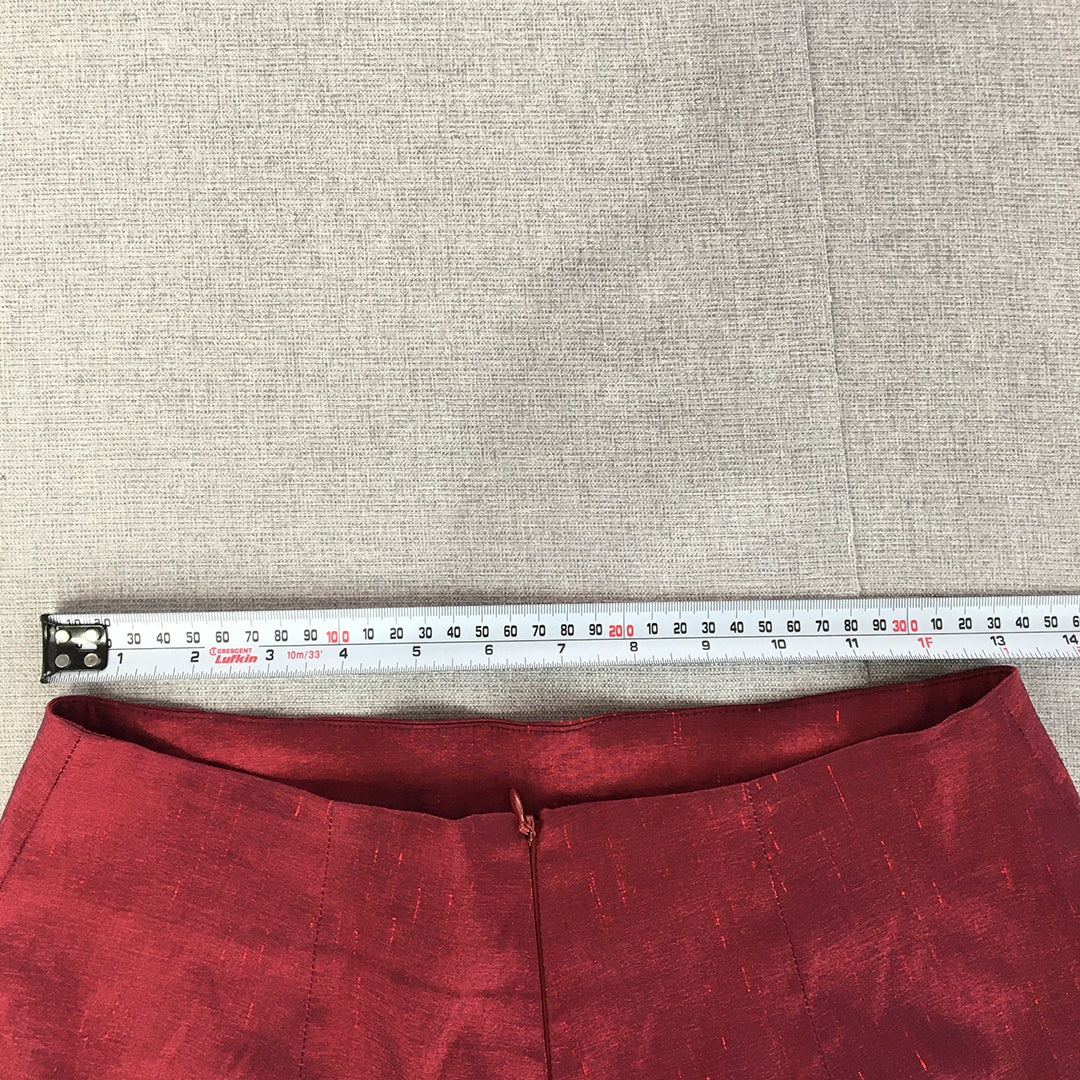 Asos Womens Shorts Size 12 Red Bermuda Back Zip