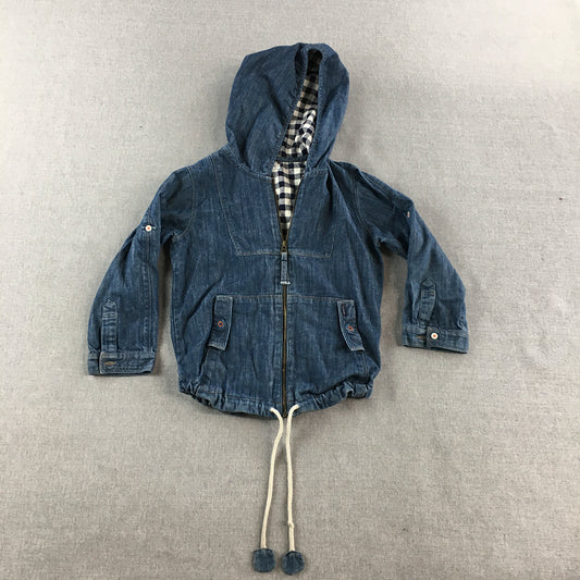 Cadeau Kids Boys Denim Jacket Size 4 Blue Hoodie Zip-Up Pockets