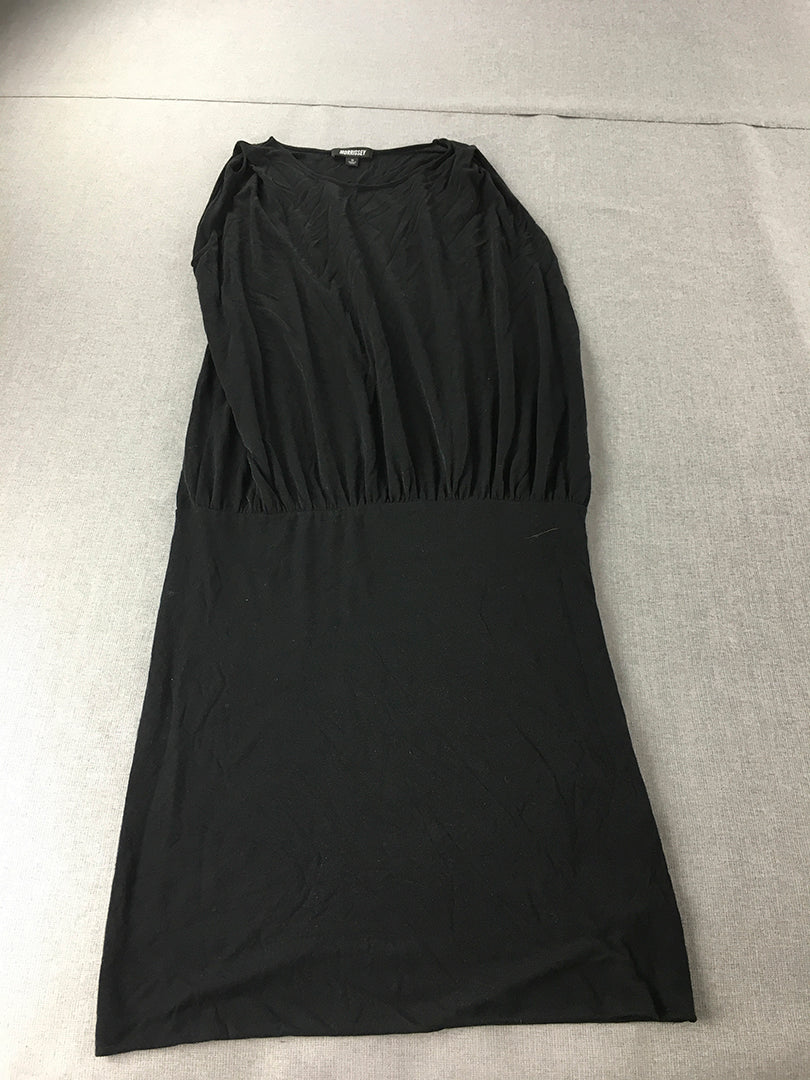 Morrissey Womens Dress Size M Black A-Line Midi Stretch Fabric Sleeveless