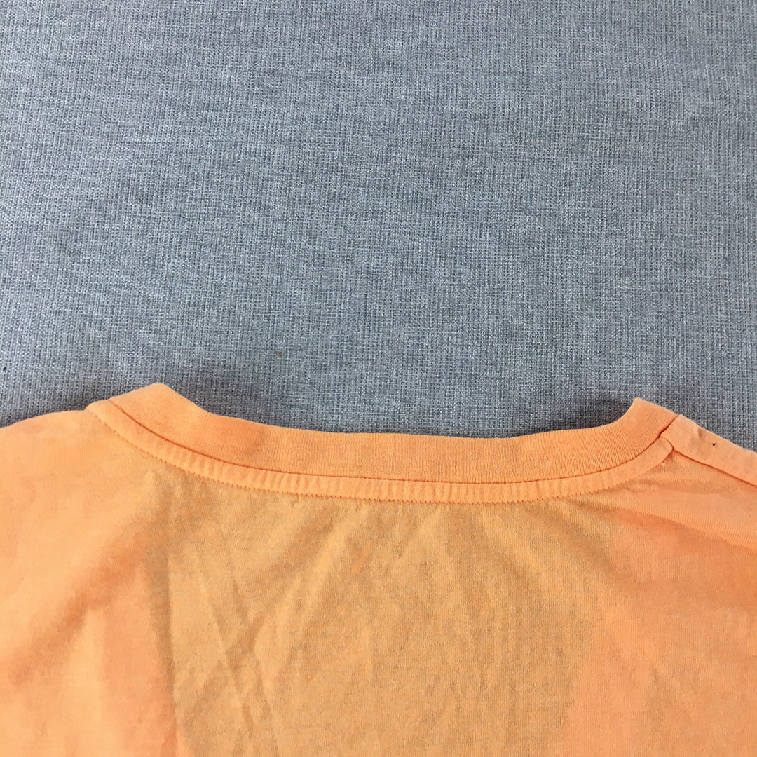 Armani Exchange Womens T-Shirt Size M Orange V-Neck Big Logo Top