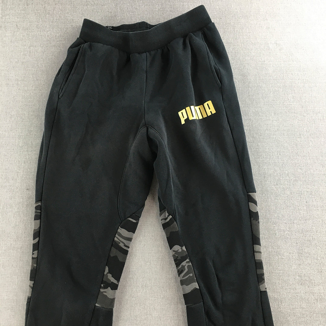 Puma Womens Tracksuit Pants Size S Black Logo Jogger Pockets