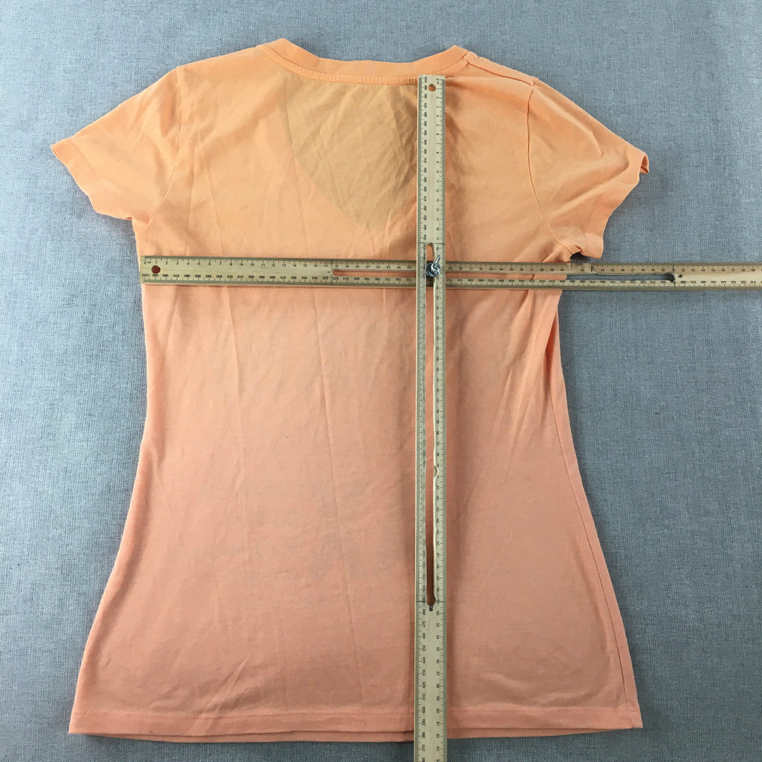 Armani Exchange Womens T-Shirt Size M Orange V-Neck Big Logo Top