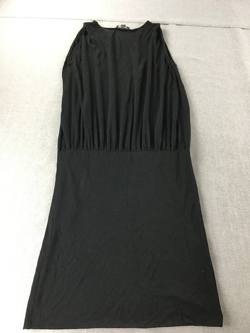 Morrissey Womens Dress Size M Black A-Line Midi Stretch Fabric Sleeveless