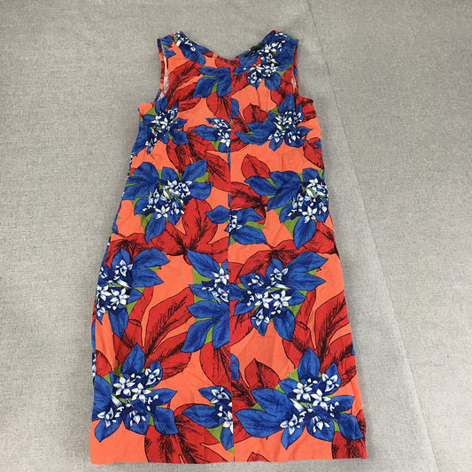 M&S Collection Womens Mini Dress Size 10 Orange Flax Floral Sleeveless Straight