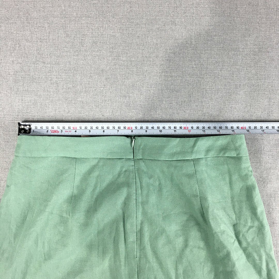 NEW Showpo Womens Linen Mini Skirt Size 14 Green