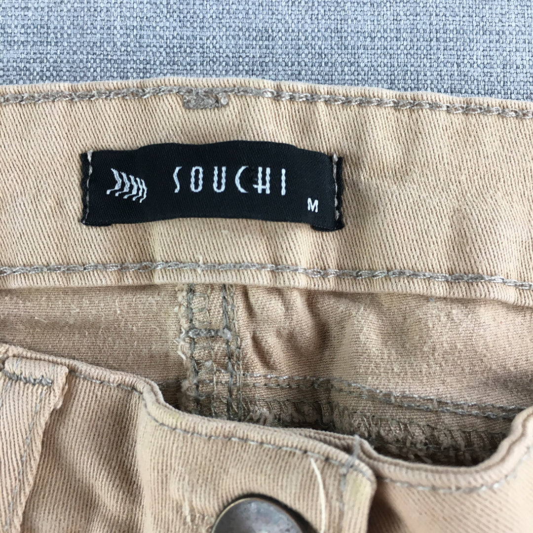 Souchi Womens Flared Jeans Size M Brown  Denim Pockets Y2K