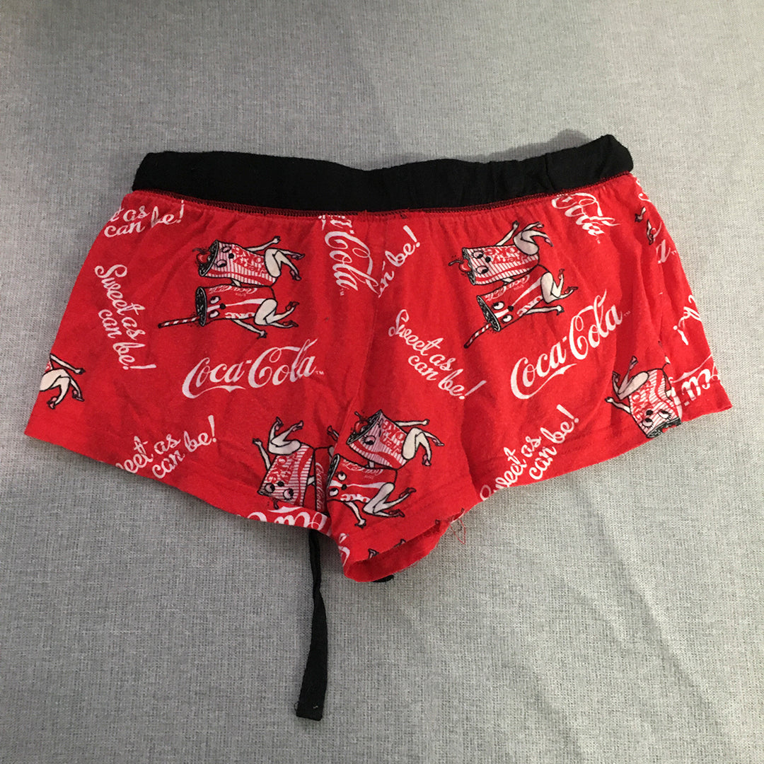 Coca-Cola Womens Shorts Size XS Red Coke Drawstring