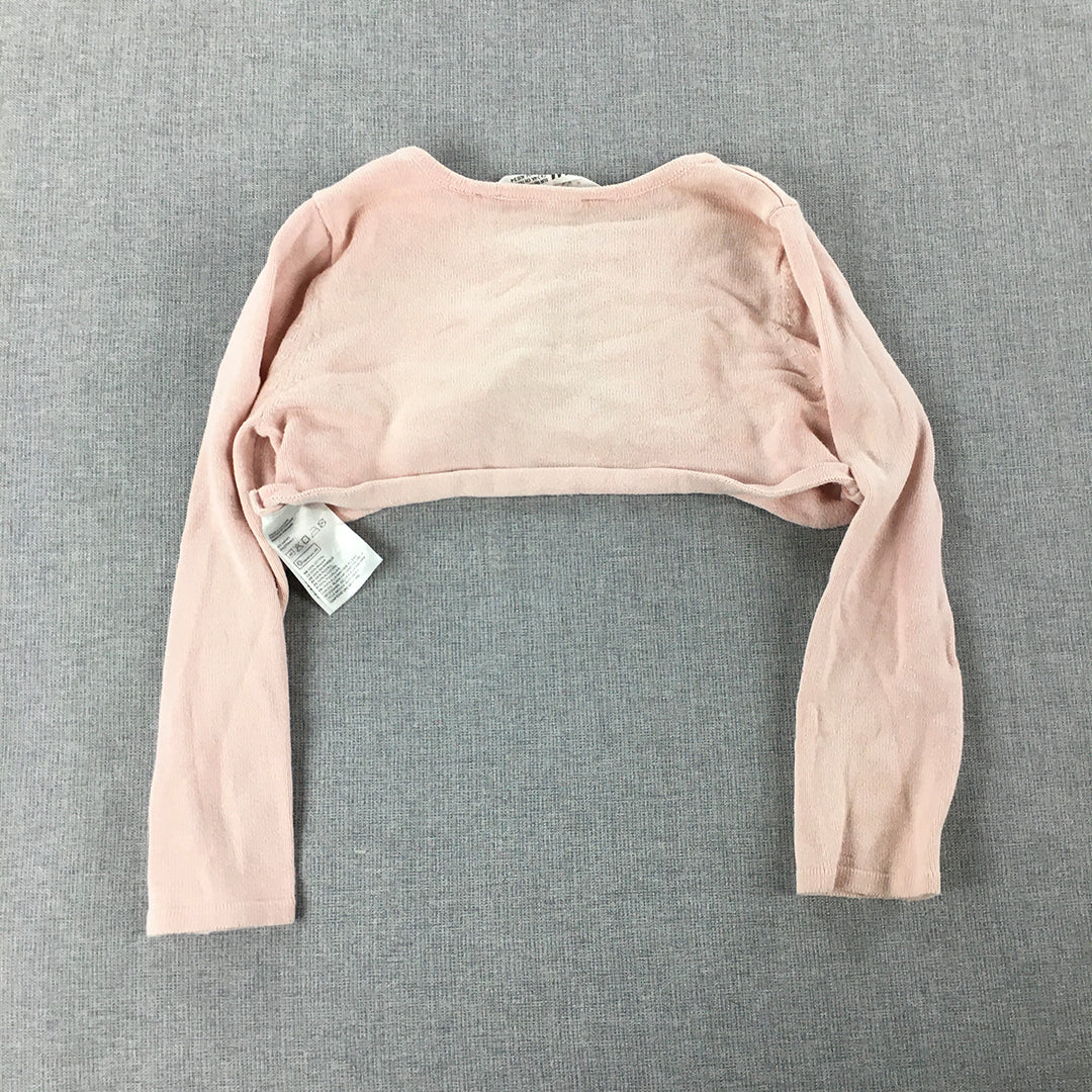 H&M Kids Girls Cardigan Size 3 - 4 Years Pink Cropped Knit