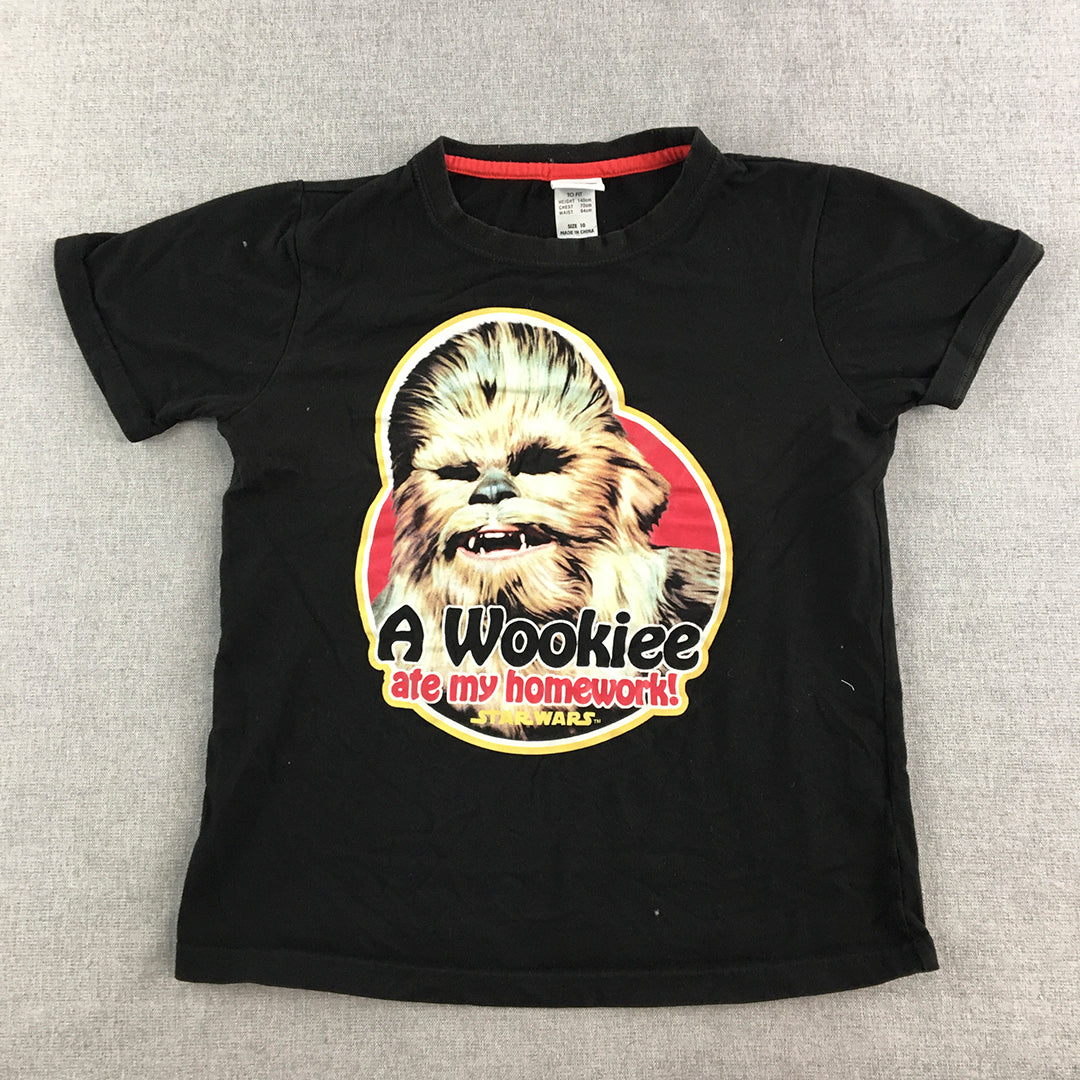 Star Wars Kids Boys T-Shirt Size 10 Black Wookiee Chewbacca Top