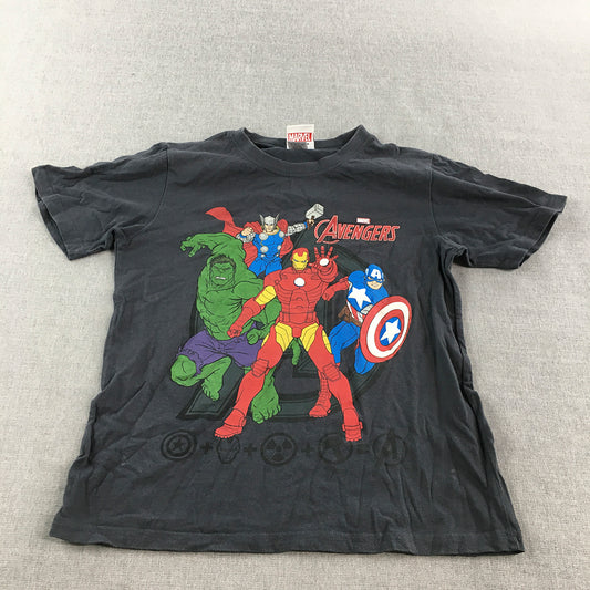 Marvel Avengers Kids Boys T-Shirt Size 10 Grey The Hulk Ironman Thor America