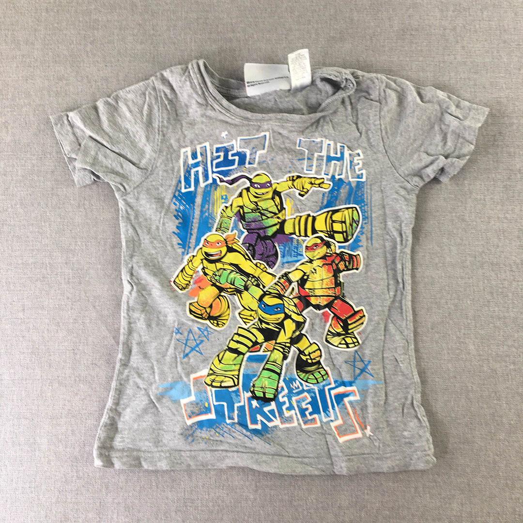 Teenage Mutent Ninja Turtles Kids Boys T-Shirt Size 4 Grey TMNT Short Sleeve