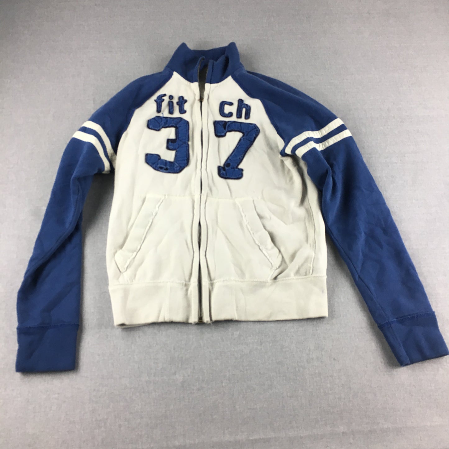 Abercrombie & Fitch Kids Boys Jacket Youth Size XL Blue White Logo Zip-Up