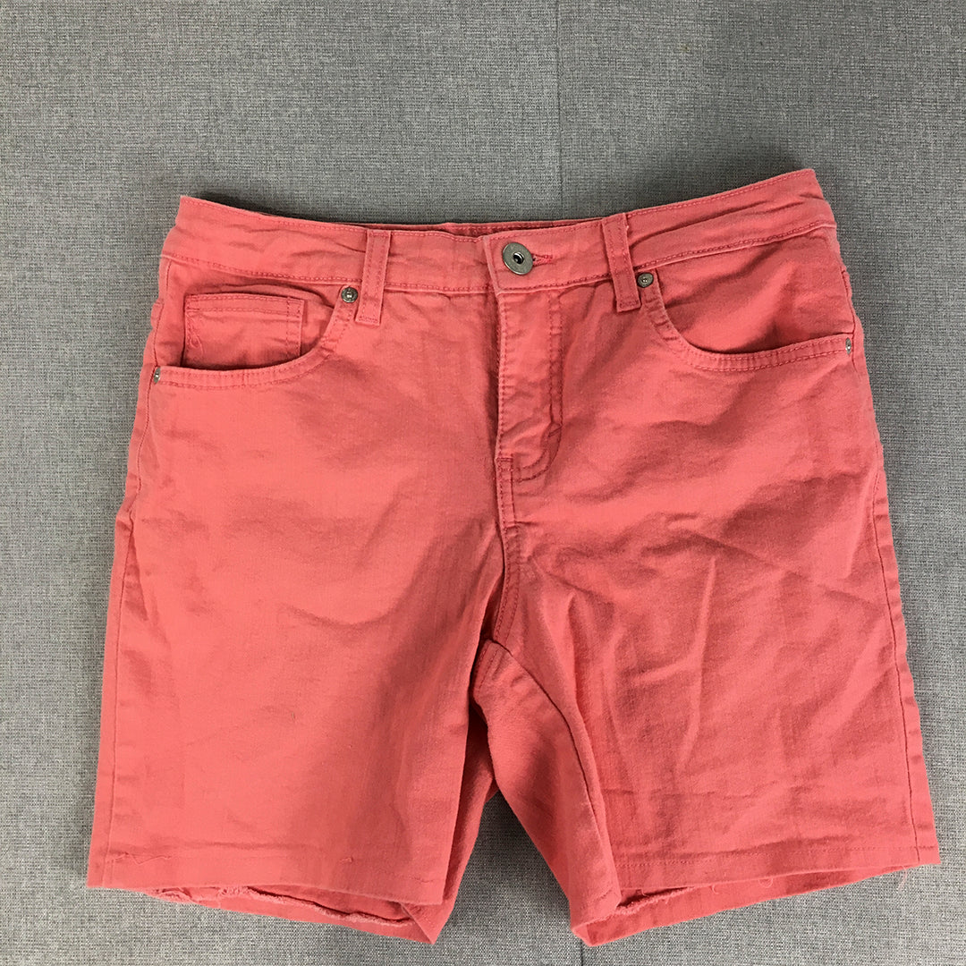 Style & Co Womens Capri Shorts Size 4 Coral Pink Pockets Stretch