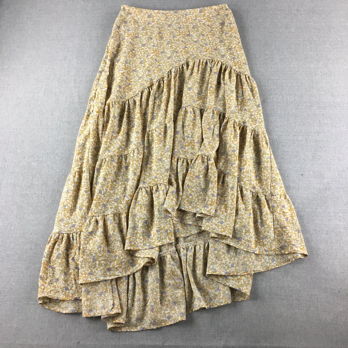 Thanne Womens Maxi Skirt Size 10 Yellow Floral Frilled