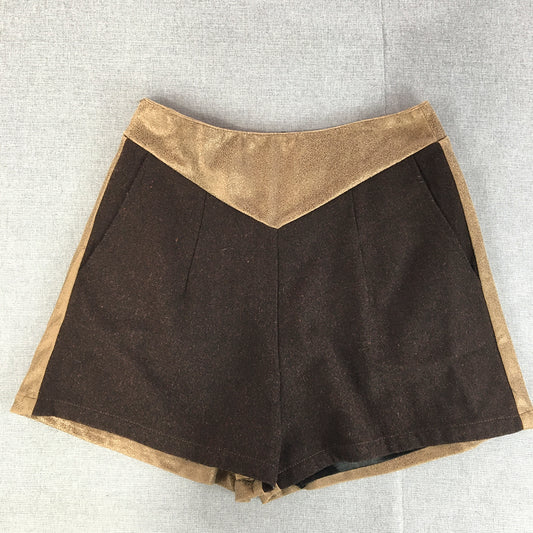 One One Seven Womens Shorts Size M Brown Tank Faux Leather Bermuda