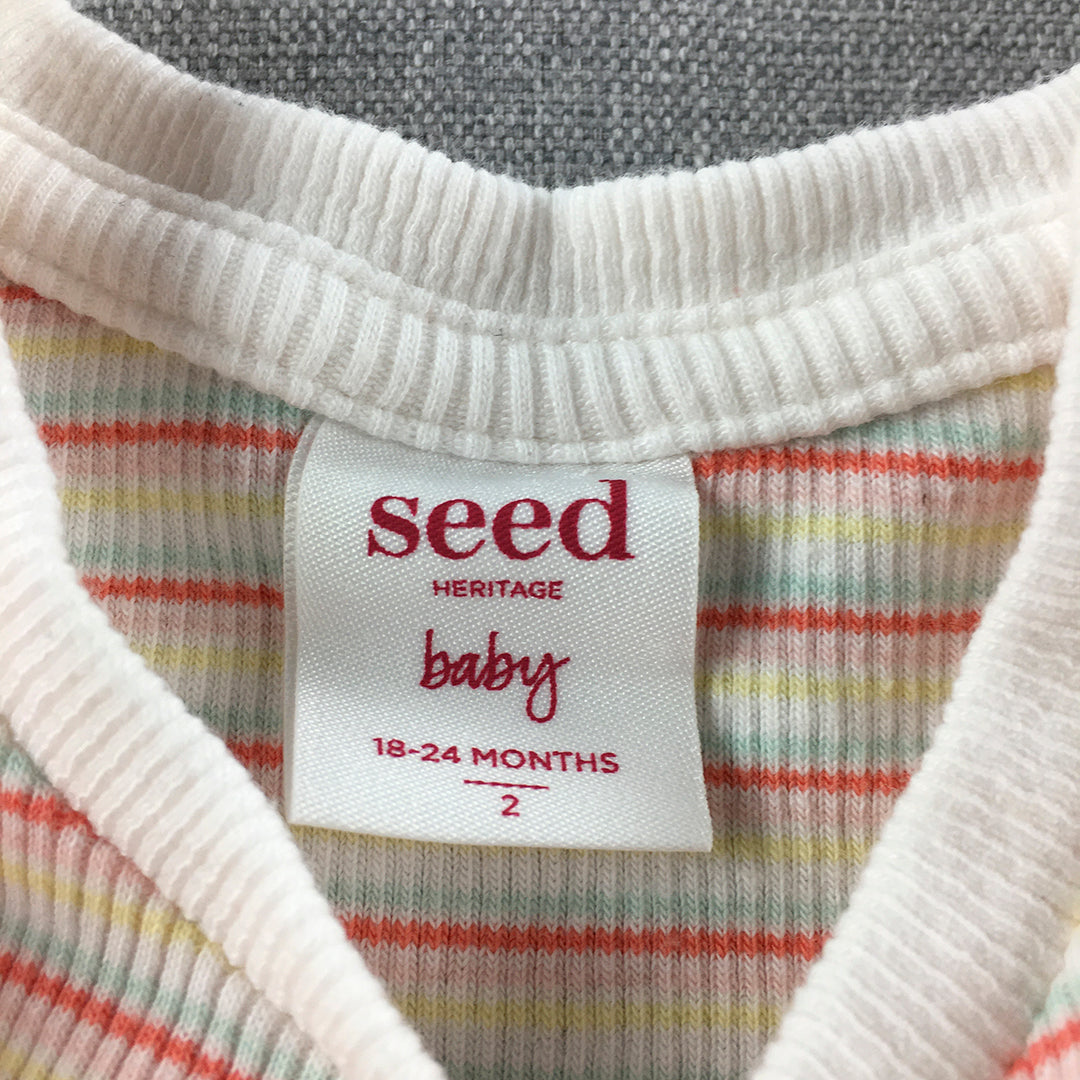 Seed Heritage Girls T-Shirt Size 12 - 18 Months (2) Baby Toddler White Striped